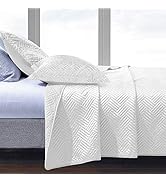 NTBAY 2 Pieces Silk Satin 68x92 Twin Quilt Set, Geometric Pattern Bedspread Luxury Quilted Coverl...