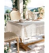 UWWGKK Lace Tablecloth Exquisite Embroidery Floral, Table Cloth Rectangle Table with Wavy Openwor...