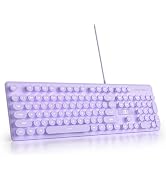 Vumilstek Wired Retro Typewriter Keyboard, Quiet Computer Keyboard Light up with Full Size 104 Ro...