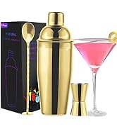 Safring 24oz Cocktail Shaker Bar Set, Martini Shaker with Built-in Strainer, Measuring Jigger, Mi...