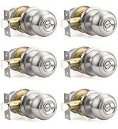 Brotima Brushed Nickel Door Knob Round Door Handle with Privacy Locking for Home Improvement Inte...