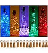 Wine Bottle Cork Lights 15Pack 10 LED 40 Inches Battery Cork Shape Copper Wire Fairy Mini String ...
