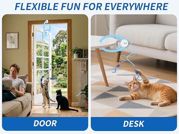 VOXGET Interactive Cat Toys Automatic Fly Feather Wand Indoor Bored Kittens Self Play Hang Toy Chase