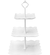 Coitak 3 Tier Cupcake Stand, Plastic Tiered Serving Stand, Square Dessert Tray for Tea Party, Bab...