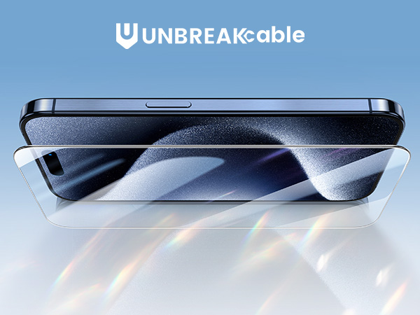 Two sleek smartphones stacked, with 'UNBREAKable' logo. Devices appear durable, with curved edges and glossy finish.