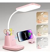 Sailstar Cute Desk Lamp, Pink Small Desk Lamp with Pen Holder, Wireless Charger LED Desk Lamps fo...