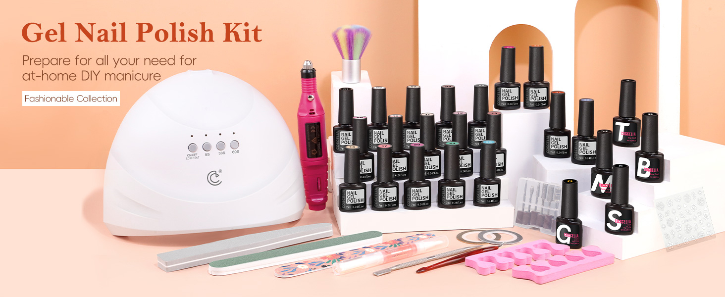 Gel Nail Polish Kit with U V Light Starter Kit and Drill