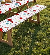 misaya Picnic Table Cover with Bench Cover, Waterproof Elastic Fitted Tablecloth for 6 Foot Table...