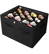 TOPIA HOME Shoe Organizer for Closet, Foldable Shoe Box with Adjustable Dividers and Clear Cover,...