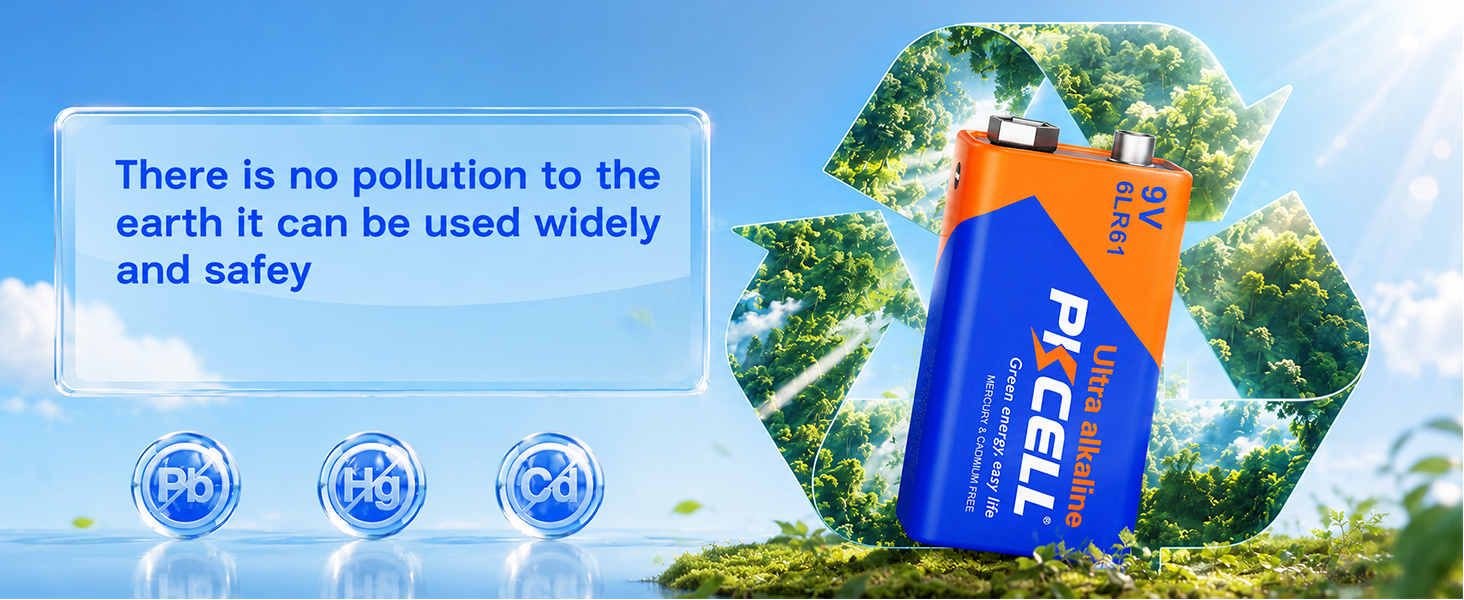Battery 9 volt batteriesdon’t contain Hg/Cd/Pb, safe for the 9 v batteries for smoke detector