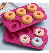 Vnray Nonstick Silicone Donut Pan: 3.5 Inch Doughnut Pans with Metal Frame - Silicone Donut Molds...