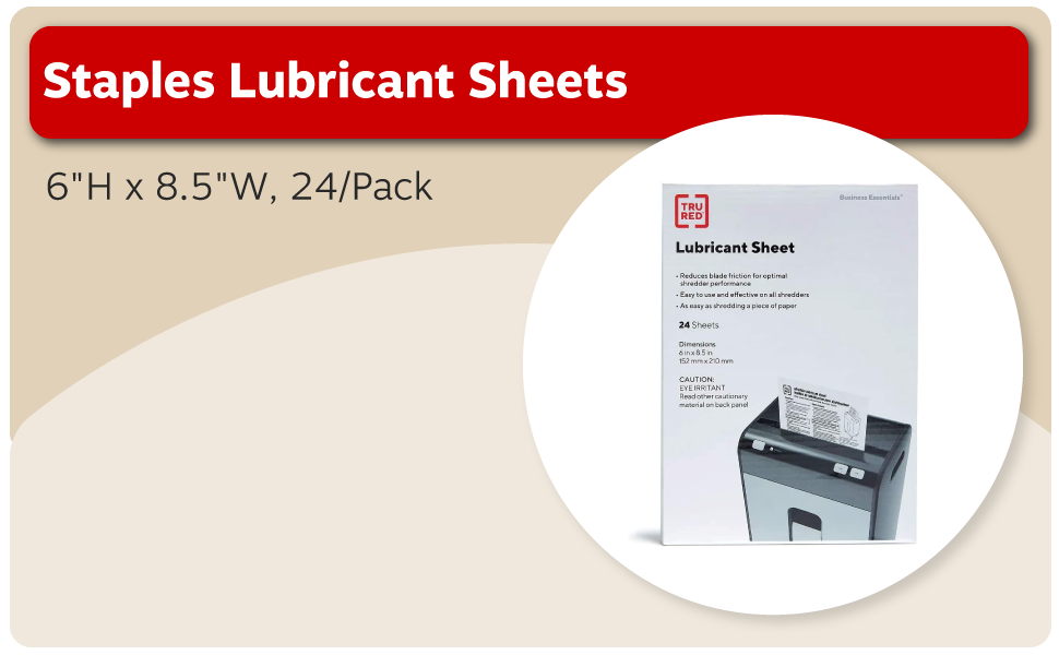 Staples Shredder Lubricant Lubricating Sheets 24/pk