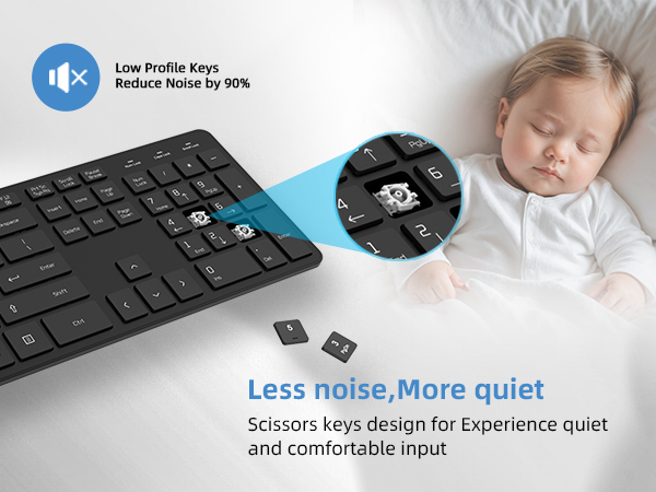Low-Profile Flat Keyboard with US Layout ,Ultra-Slim Quiet Computer Keyboard for PC Windowsv