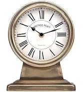 NIKKY HOME Vintage Gold Mantle Clock, Silent Non-Ticking Battery Operated Rustic Table Desk Shelf...