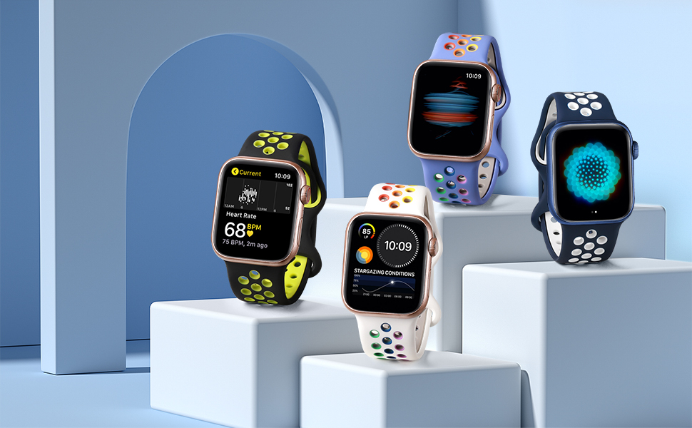 rubber apple watch band Double color design easy to install and one button removal
