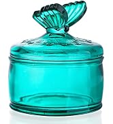 kanpura Green Embossed Glass Jar with Lid,Crystal Glass Candy Dish,Candy Jars Jewelry Box for Wed...