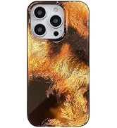 Reezaddin Tortoise Shell Aesthetic Bling Phone Case for iPhone 16 Pro Max,Trendy Brown Amber Leop...