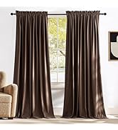 NICETOWN Brown Velvet Curtains 84 inches Length for Bedroom - Blackout Thermal Insulated Sound Re...