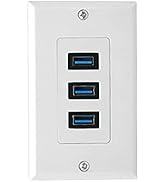 4.2A USB 3.0 Wall Plate, Halokny 3 Port USB3.0 Female Component Composite Wall Data Transmission ...