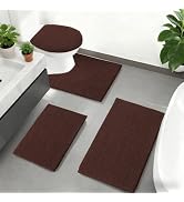 RUN HELIX Chenille Bath Rug Set 4 Piece with Toilet Lid Cover and Rug Set Combo, Soft Shaggy Bath...
