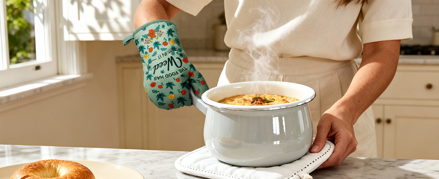 funny oven mitt+pot holder
