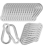 40 PCS 3'' Spring Snap Hook Carabiner, M8 5/16 Inch Galvanized Silver Steel Carabiner Clip, 500LB...