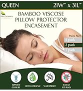 queen bamboo zippered pillow protector waterproof cover 20x30 hypoallergenic