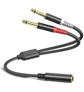 1/4 TRS Breakout Cable 1 FT, Splitter Y Adapter, 6.35mm TRS Female to Dual 6.35mm TS Mono Male Ja...