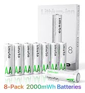 imuto Rechargeable AA Lithium Batteries, 2000mWh Stable 1.5V Output, 8 Pack