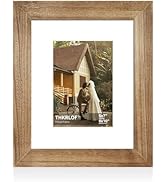 THKRLOF 8x10 Picture Frame with Real Glass, Retro Solid Wood Photo Frames with 5x7 Mat for Tablet...