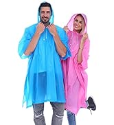 RUISHYY Rain Ponchos for Adults (2-5 Pack), Reusable EVA Rain Poncho Portable Rain Coats for Men ...