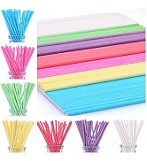 210ct 6 inch Colored Lollipop Sticks 7 Colors for Cake Pops Apple Candy (Rose-red, Blue, Yellow, ...