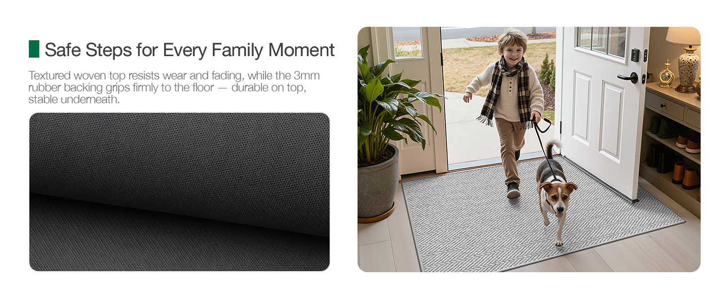 Durable surface and Non-slip backing