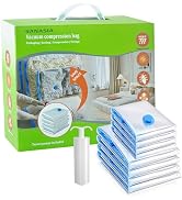 Vacuum Seal Bags for Clothing Travel, Large Space Saver Storage Bags (9 Pack) - Thickened Waterpr...
