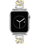 JR.DM Silver Gold Watch Bands for Women Compatible with Apple Watch 38mm 40mm 41mm 42mm(S10/11) A...