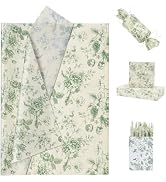 Larcenciel Green Floral Tissue Paper, Vintage Tissue Paper for Gift Bags, Boxes, Wrapping, Crafts...