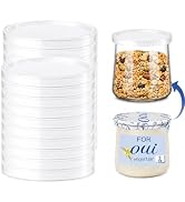15 Pack Yogurt Jar Lids, BPA-Free Yogurt Container Jar Lids, Transparent | Reusable Clear Plastic...