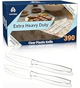 Voatree 390 Count Extra Heavy Duty Clear Plastic Knives Disposable, BPA-Free & Heat Resistant, So...