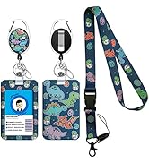 Cute Dinosaur Lanyards for Id Badges, Retractable ID Badge Holder with Detachable Lanyard, Fashio...