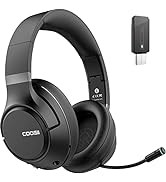 COOSII H300 Wireless Headphones Bluetooth with Microphone Over Ear, Headsets with Environmental N...