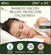 king bamboo zippered pillow protector waterproof cover 20x36 hypoallergenic