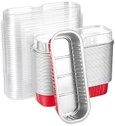 Eoonfirst 50pcs Mini Disposable Foil Rectangle Baking Cups 6.8 oz 6.5 x 2.6 x 2 Inch Aluminum Loa...