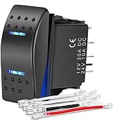 Nilight Momentary Rocker Switch Toggle ON Off ON Switch DPDT 7Pin 12V 24V Switch Jumper Wires Win...