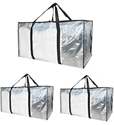 3 Pack Heavy Duty Moving Bags and Storage Bags - Clear Storage Bins with Lids, Moving Boxes with ...