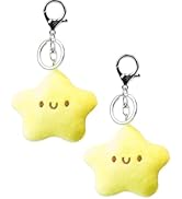 2Pcs Yellow Plush Star Cute Kawaii Star Pendant Keyring with Squeaky Sound Charming Plush for Bac...