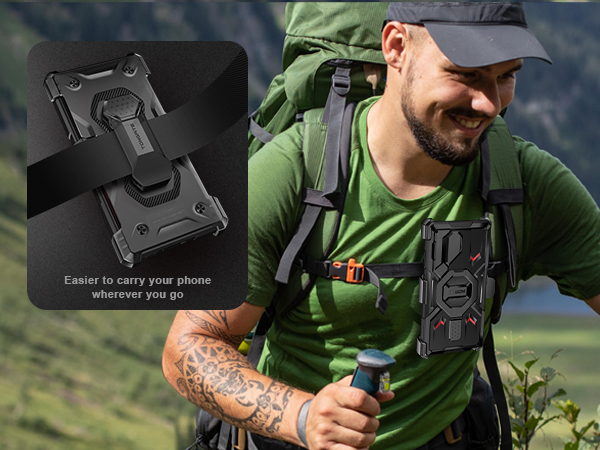 Features a belt clip for easy attachment to backpacks