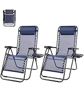 NEWBULIG Zero Gravity Chair Set of 2, Lounge Chair Folding Portable Adjustable Camping Reclining ...