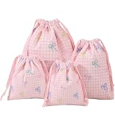 LYDZTION 4Pcs Floral Makeup Bag Drawstring Cosmetic Bag for Women and Girls,Large Capacity Travel...