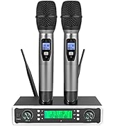 LiNKFOR Wireless Microphone System, Dual Channel UHF Cordless Microphone, 2 * 100 Channels, Porta...