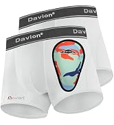 Davion 2-Pack Boys Underwear with 1 Soft Protective Athletic Cup Youth Briefs for Football, Baseb...